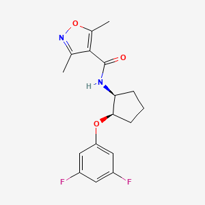molecular formula C17H18F2N2O3 B6891367 N-[(1S,2R)-2-(3,5-difluorophenoxy)cyclopentyl]-3,5-dimethyl-1,2-oxazole-4-carboxamide 
