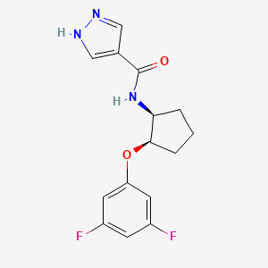 molecular formula C15H15F2N3O2 B6891374 N-[(1S,2R)-2-(3,5-difluorophenoxy)cyclopentyl]-1H-pyrazole-4-carboxamide 