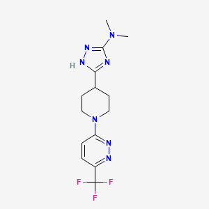 molecular formula C14H18F3N7 B6891394 N,N-dimethyl-5-[1-[6-(trifluoromethyl)pyridazin-3-yl]piperidin-4-yl]-1H-1,2,4-triazol-3-amine 