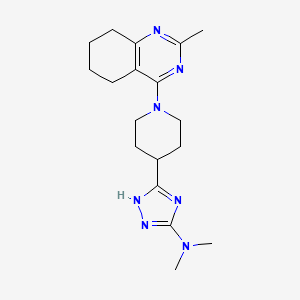molecular formula C18H27N7 B6891428 N,N-dimethyl-5-[1-(2-methyl-5,6,7,8-tetrahydroquinazolin-4-yl)piperidin-4-yl]-1H-1,2,4-triazol-3-amine 