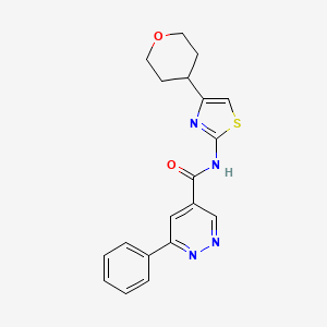 molecular formula C19H18N4O2S B6891444 N-[4-(oxan-4-yl)-1,3-thiazol-2-yl]-6-phenylpyridazine-4-carboxamide 