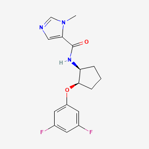 molecular formula C16H17F2N3O2 B6891453 N-[(1S,2R)-2-(3,5-difluorophenoxy)cyclopentyl]-3-methylimidazole-4-carboxamide 