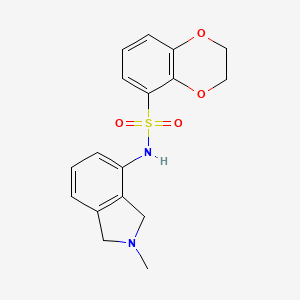 molecular formula C17H18N2O4S B6891460 N-(2-methyl-1,3-dihydroisoindol-4-yl)-2,3-dihydro-1,4-benzodioxine-5-sulfonamide 