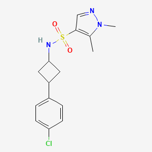 molecular formula C15H18ClN3O2S B6891483 N-[3-(4-chlorophenyl)cyclobutyl]-1,5-dimethylpyrazole-4-sulfonamide 