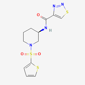 molecular formula C12H14N4O3S3 B6891506 N-[(3R)-1-thiophen-2-ylsulfonylpiperidin-3-yl]thiadiazole-4-carboxamide 