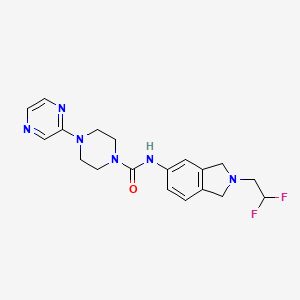molecular formula C19H22F2N6O B6891521 N-[2-(2,2-difluoroethyl)-1,3-dihydroisoindol-5-yl]-4-pyrazin-2-ylpiperazine-1-carboxamide 