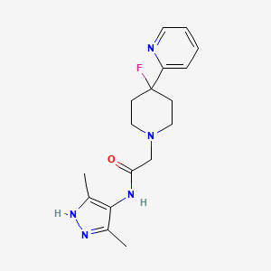 molecular formula C17H22FN5O B6891606 N-(3,5-dimethyl-1H-pyrazol-4-yl)-2-(4-fluoro-4-pyridin-2-ylpiperidin-1-yl)acetamide 