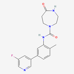 molecular formula C18H19FN4O2 B6891692 N-[5-(5-fluoropyridin-3-yl)-2-methylphenyl]-5-oxo-1,4-diazepane-1-carboxamide 