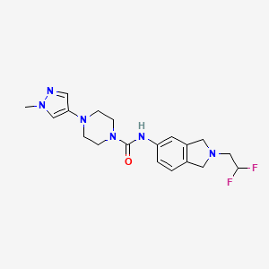molecular formula C19H24F2N6O B6891700 N-[2-(2,2-difluoroethyl)-1,3-dihydroisoindol-5-yl]-4-(1-methylpyrazol-4-yl)piperazine-1-carboxamide 