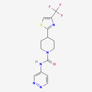 molecular formula C14H14F3N5OS B6891728 N-pyridazin-4-yl-4-[4-(trifluoromethyl)-1,3-thiazol-2-yl]piperidine-1-carboxamide 