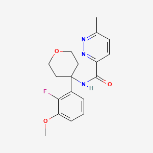 molecular formula C18H20FN3O3 B6891787 N-[4-(2-fluoro-3-methoxyphenyl)oxan-4-yl]-6-methylpyridazine-3-carboxamide 