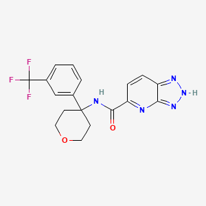 molecular formula C18H16F3N5O2 B6891788 N-[4-[3-(trifluoromethyl)phenyl]oxan-4-yl]-2H-triazolo[4,5-b]pyridine-5-carboxamide 