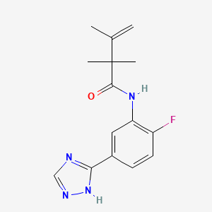 molecular formula C15H17FN4O B6891957 N-[2-fluoro-5-(1H-1,2,4-triazol-5-yl)phenyl]-2,2,3-trimethylbut-3-enamide 