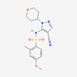 molecular formula C17H20N4O4S B6891990 N-[4-cyano-2-(oxan-4-yl)pyrazol-3-yl]-4-methoxy-2-methylbenzenesulfonamide 