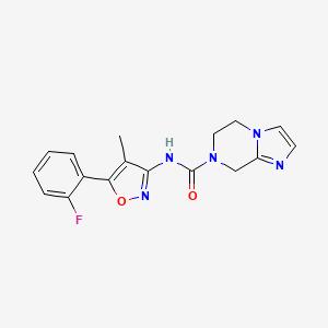 molecular formula C17H16FN5O2 B6892017 N-[5-(2-fluorophenyl)-4-methyl-1,2-oxazol-3-yl]-6,8-dihydro-5H-imidazo[1,2-a]pyrazine-7-carboxamide 