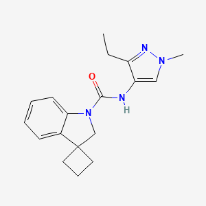 molecular formula C18H22N4O B6892037 N-(3-ethyl-1-methylpyrazol-4-yl)spiro[2H-indole-3,1'-cyclobutane]-1-carboxamide 