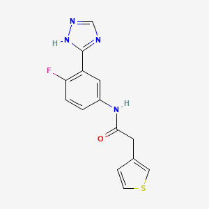molecular formula C14H11FN4OS B6892038 N-[4-fluoro-3-(1H-1,2,4-triazol-5-yl)phenyl]-2-thiophen-3-ylacetamide 