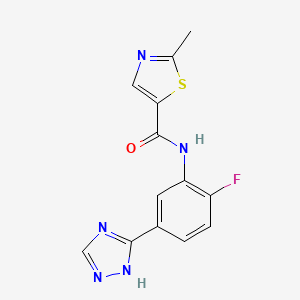 molecular formula C13H10FN5OS B6892045 N-[2-fluoro-5-(1H-1,2,4-triazol-5-yl)phenyl]-2-methyl-1,3-thiazole-5-carboxamide 