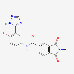 molecular formula C18H12FN5O3 B6892047 N-[4-fluoro-3-(1H-1,2,4-triazol-5-yl)phenyl]-2-methyl-1,3-dioxoisoindole-5-carboxamide 