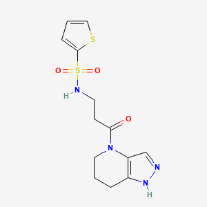 molecular formula C13H16N4O3S2 B6892049 N-[3-oxo-3-(1,5,6,7-tetrahydropyrazolo[4,3-b]pyridin-4-yl)propyl]thiophene-2-sulfonamide 