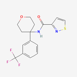 molecular formula C16H15F3N2O2S B6892082 N-[4-[3-(trifluoromethyl)phenyl]oxan-4-yl]-1,2-thiazole-3-carboxamide 