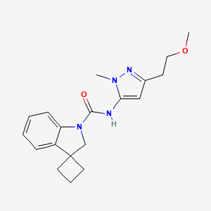 molecular formula C19H24N4O2 B6892132 N-[5-(2-methoxyethyl)-2-methylpyrazol-3-yl]spiro[2H-indole-3,1'-cyclobutane]-1-carboxamide 