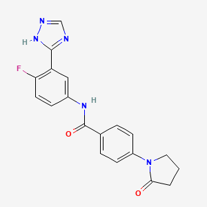 molecular formula C19H16FN5O2 B6892167 N-[4-fluoro-3-(1H-1,2,4-triazol-5-yl)phenyl]-4-(2-oxopyrrolidin-1-yl)benzamide 