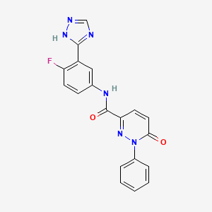 molecular formula C19H13FN6O2 B6892169 N-[4-fluoro-3-(1H-1,2,4-triazol-5-yl)phenyl]-6-oxo-1-phenylpyridazine-3-carboxamide 