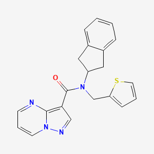 molecular formula C21H18N4OS B6892191 N-(2,3-dihydro-1H-inden-2-yl)-N-(thiophen-2-ylmethyl)pyrazolo[1,5-a]pyrimidine-3-carboxamide 