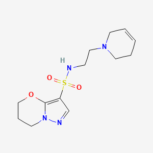 molecular formula C13H20N4O3S B6892263 N-[2-(3,6-dihydro-2H-pyridin-1-yl)ethyl]-6,7-dihydro-5H-pyrazolo[5,1-b][1,3]oxazine-3-sulfonamide 