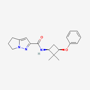 molecular formula C19H23N3O2 B6892279 N-[(1S,3R)-2,2-dimethyl-3-phenoxycyclobutyl]-5,6-dihydro-4H-pyrrolo[1,2-b]pyrazole-2-carboxamide 