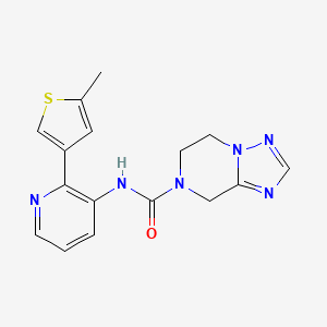 molecular formula C16H16N6OS B6892305 N-[2-(5-methylthiophen-3-yl)pyridin-3-yl]-6,8-dihydro-5H-[1,2,4]triazolo[1,5-a]pyrazine-7-carboxamide 