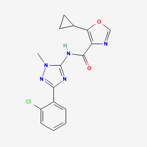 molecular formula C16H14ClN5O2 B6892312 N-[5-(2-chlorophenyl)-2-methyl-1,2,4-triazol-3-yl]-5-cyclopropyl-1,3-oxazole-4-carboxamide 