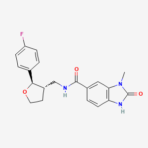 molecular formula C20H20FN3O3 B6892347 N-[[(2R,3S)-2-(4-fluorophenyl)oxolan-3-yl]methyl]-3-methyl-2-oxo-1H-benzimidazole-5-carboxamide 