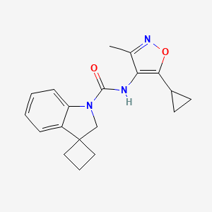 molecular formula C19H21N3O2 B6892367 N-(5-cyclopropyl-3-methyl-1,2-oxazol-4-yl)spiro[2H-indole-3,1'-cyclobutane]-1-carboxamide 