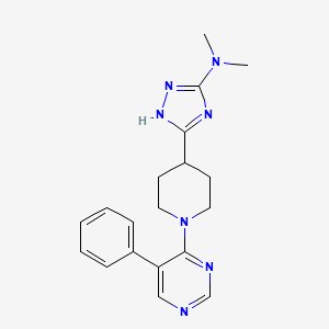 molecular formula C19H23N7 B6892492 N,N-dimethyl-5-[1-(5-phenylpyrimidin-4-yl)piperidin-4-yl]-1H-1,2,4-triazol-3-amine 