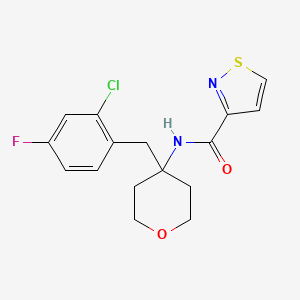 molecular formula C16H16ClFN2O2S B6892517 N-[4-[(2-chloro-4-fluorophenyl)methyl]oxan-4-yl]-1,2-thiazole-3-carboxamide 