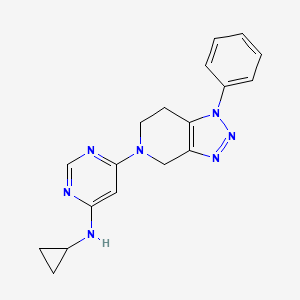 molecular formula C18H19N7 B6892585 N-cyclopropyl-6-(1-phenyl-6,7-dihydro-4H-triazolo[4,5-c]pyridin-5-yl)pyrimidin-4-amine 