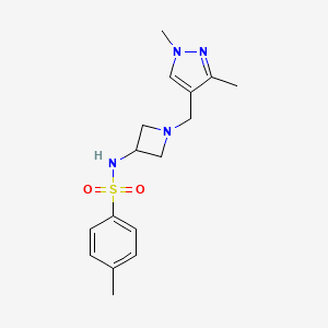 molecular formula C16H22N4O2S B6892688 N-[1-[(1,3-dimethylpyrazol-4-yl)methyl]azetidin-3-yl]-4-methylbenzenesulfonamide 