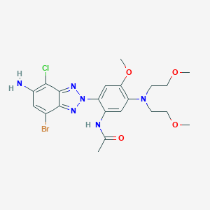 molecular formula C21H26BrClN6O4 B068927 Acetamide, N-(2-(5-amino-7-bromo-4-chloro-2H-benzotriazol-2-yl)-5-(bis(2-methoxyethyl)amino)-4-methoxyphenyl)- CAS No. 194590-84-6