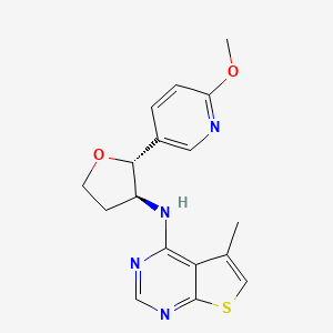 molecular formula C17H18N4O2S B6892757 N-[(2R,3S)-2-(6-methoxypyridin-3-yl)oxolan-3-yl]-5-methylthieno[2,3-d]pyrimidin-4-amine 