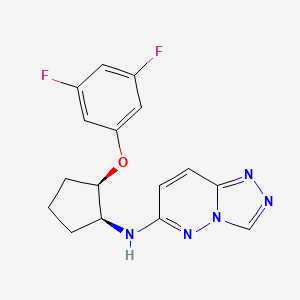 molecular formula C16H15F2N5O B6892771 N-[(1S,2R)-2-(3,5-difluorophenoxy)cyclopentyl]-[1,2,4]triazolo[4,3-b]pyridazin-6-amine 