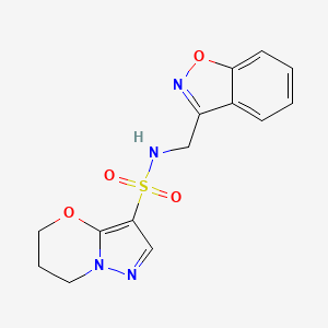molecular formula C14H14N4O4S B6892974 N-(1,2-benzoxazol-3-ylmethyl)-6,7-dihydro-5H-pyrazolo[5,1-b][1,3]oxazine-3-sulfonamide 