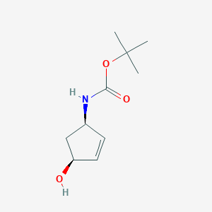 molecular formula C10H17NO3 B068930 Tert-butyl ((1R,4S)-4-hydroxycyclopent-2-EN-1-YL)carbamate CAS No. 178152-48-2