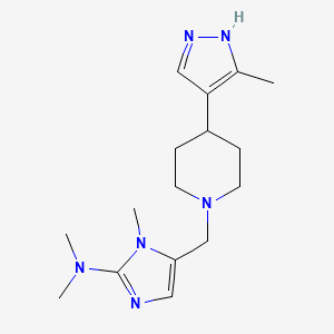 molecular formula C16H26N6 B6893049 N,N,1-trimethyl-5-[[4-(5-methyl-1H-pyrazol-4-yl)piperidin-1-yl]methyl]imidazol-2-amine 