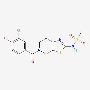 molecular formula C14H13ClFN3O3S2 B6893115 N-[5-(3-chloro-4-fluorobenzoyl)-6,7-dihydro-4H-[1,3]thiazolo[5,4-c]pyridin-2-yl]methanesulfonamide 