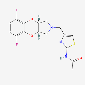 molecular formula C16H15F2N3O3S B6893141 N-[4-[[(3aR,9aS)-5,8-difluoro-1,3,3a,9a-tetrahydro-[1,4]benzodioxino[2,3-c]pyrrol-2-yl]methyl]-1,3-thiazol-2-yl]acetamide 