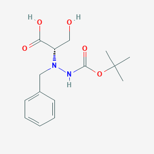 molecular formula C15H22N2O5 B068933 (2S)-2-[benzyl-[(2-methylpropan-2-yl)oxycarbonylamino]amino]-3-hydroxypropanoic acid CAS No. 188777-48-2