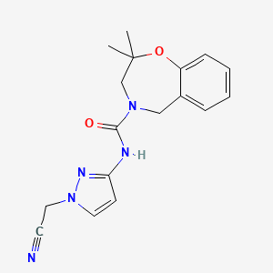 molecular formula C17H19N5O2 B6893431 N-[1-(cyanomethyl)pyrazol-3-yl]-2,2-dimethyl-3,5-dihydro-1,4-benzoxazepine-4-carboxamide 