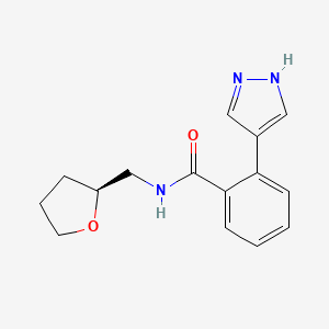 molecular formula C15H17N3O2 B6893450 N-[[(2S)-oxolan-2-yl]methyl]-2-(1H-pyrazol-4-yl)benzamide 
